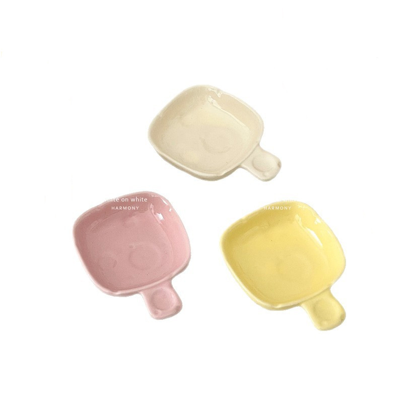 Πορσελάνινο πιάτο ντιπ με λαβή, ιαπωνικού στιλ, ακανόνιστος σχήματος, κατάλληλο για φούρνο μικροκυμάτων, για σάλτσα σόγιας και ξύδι