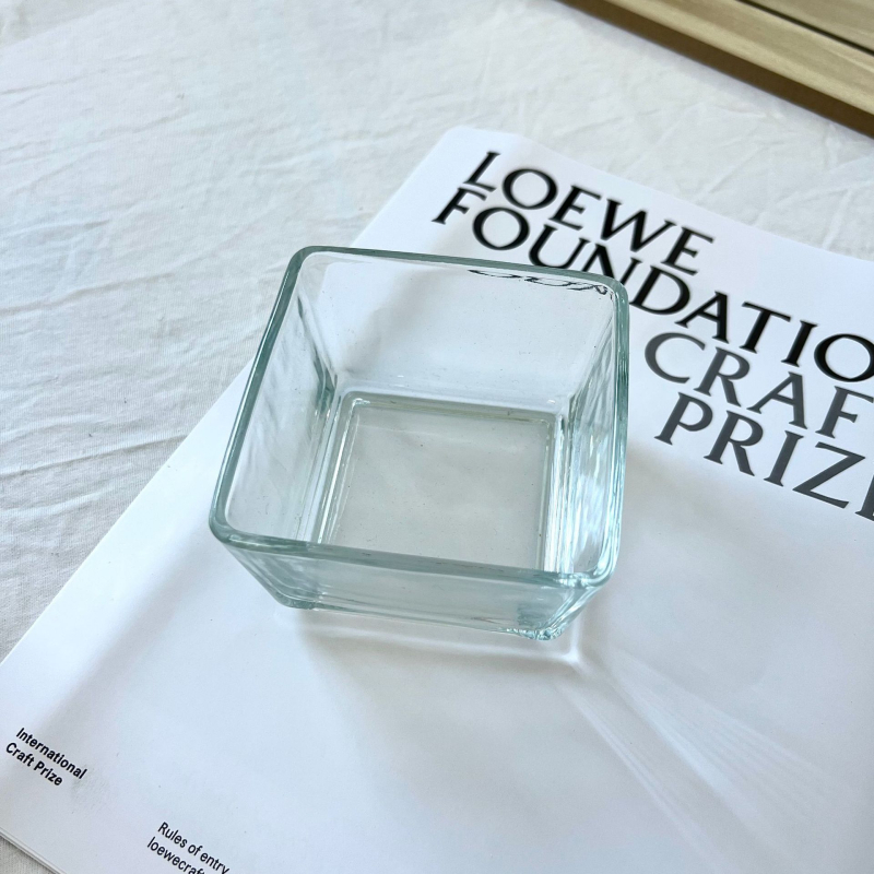 Γυάλινο τετράγωνο πιάτο σερβιρίσματος με δίσκο και διαμερίσματα, κατάλληλο για φούρνο μικροκυμάτων, στυλ ελαφριάς πολυτέλειας ρετρό