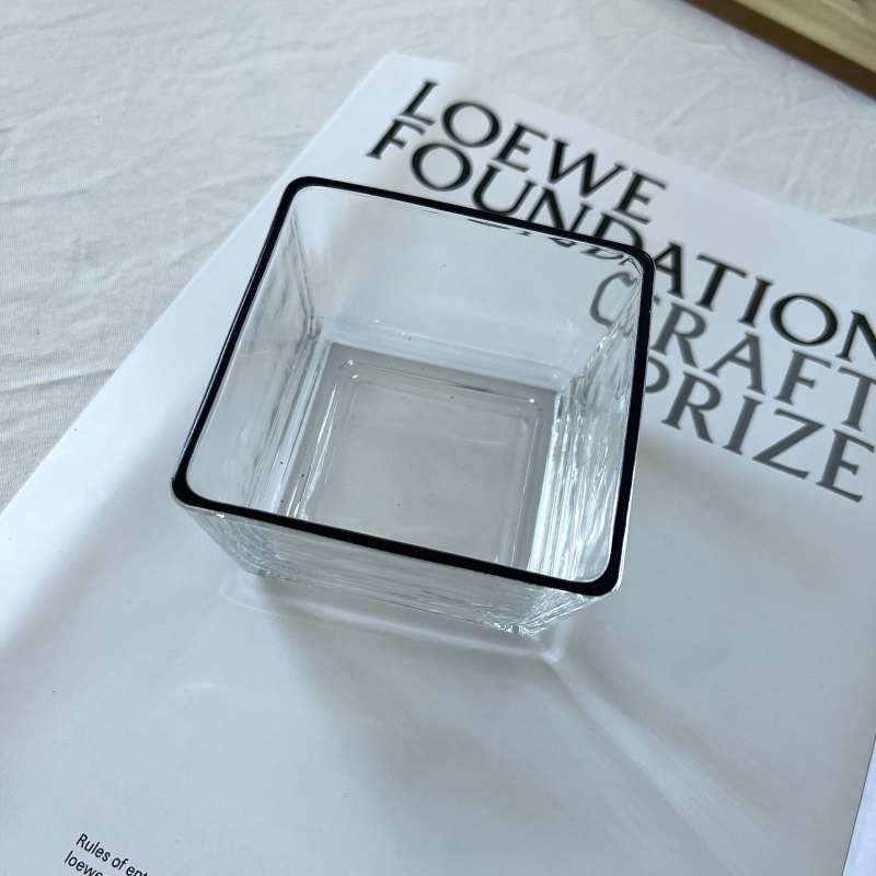 Γυάλινο τετράγωνο πιάτο σερβιρίσματος με δίσκο και διαμερίσματα, κατάλληλο για φούρνο μικροκυμάτων, στυλ ελαφριάς πολυτέλειας ρετρό