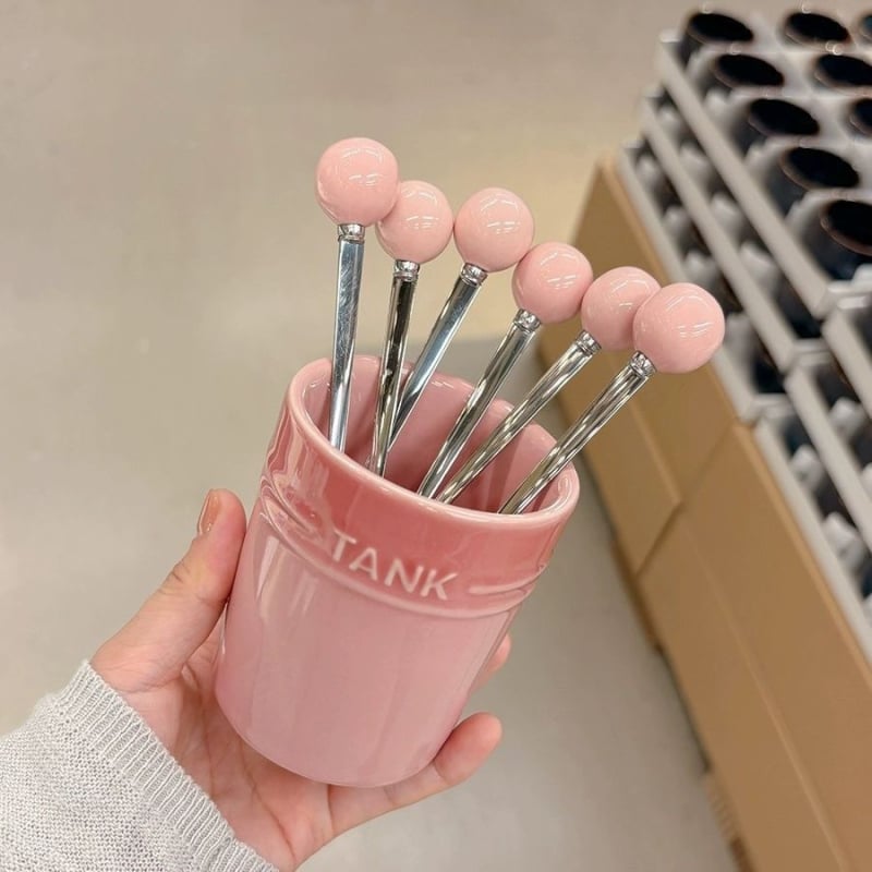 Σετ πιρούνες φρούτων κεραμικά με βάση και βάζο αποθήκευσης, μοντέρνο-απλό στυλ, LUPALUPA, δυνατότητα προσαρμογής επεξεργασίας, λογότυπο εκτυπωμένο.