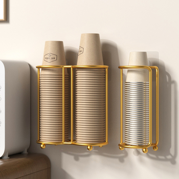 Suport de pahare montat pe perete, dublu etajat, din fier în stil art, rezistent la temperaturi înalte, montaj fără găuri