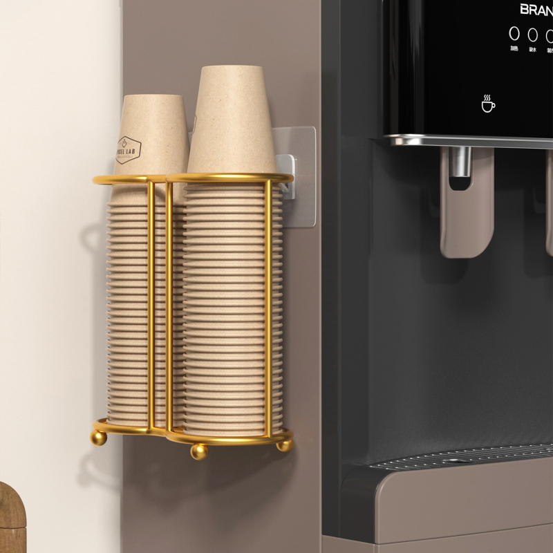 Suport de pahare montat pe perete, dublu etajat, din fier în stil art, rezistent la temperaturi înalte, montaj fără găuri