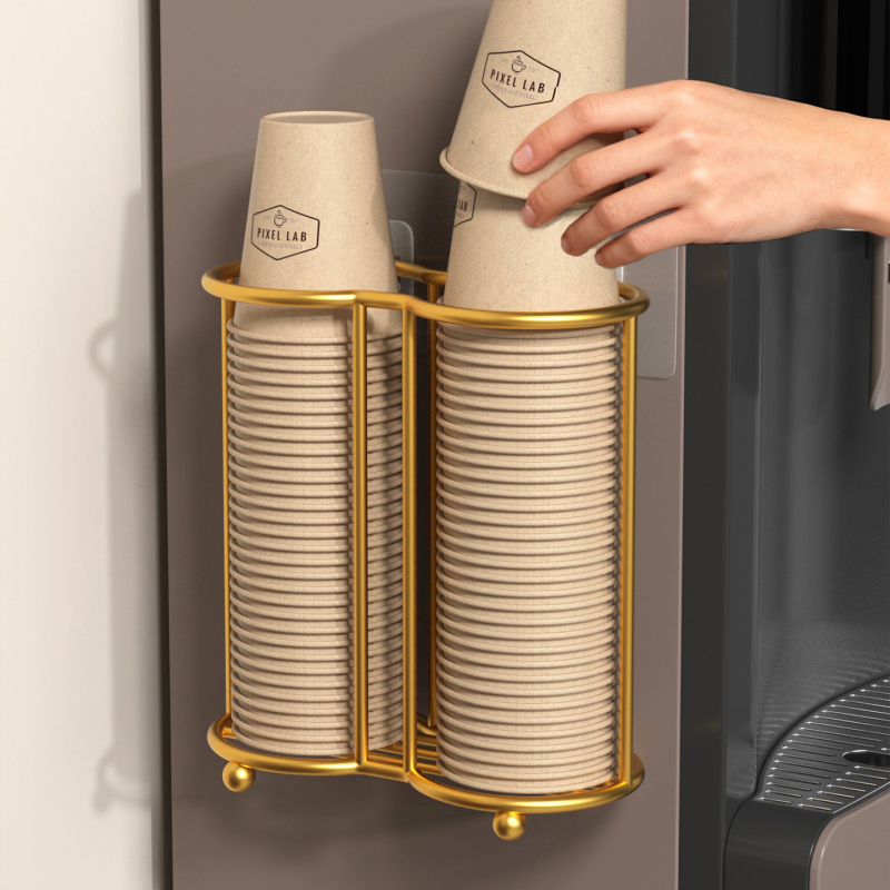 Suport de pahare montat pe perete, dublu etajat, din fier în stil art, rezistent la temperaturi înalte, montaj fără găuri