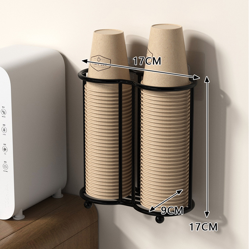 Suport de pahare montat pe perete, dublu etajat, din fier în stil art, rezistent la temperaturi înalte, montaj fără găuri