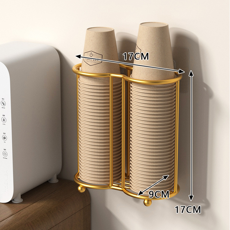 Suport de pahare montat pe perete, dublu etajat, din fier în stil art, rezistent la temperaturi înalte, montaj fără găuri