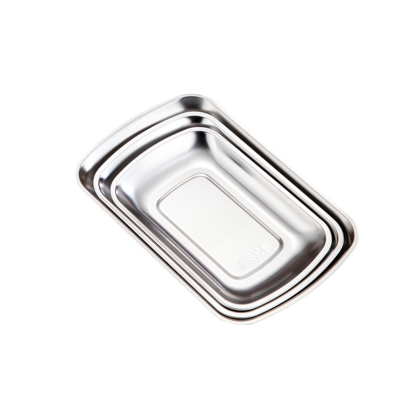 Τετράγωνο πιάτο από ανοξείδωτο ατσάλι, μοντέρνος απλός σχεδιασμός, μη ασφαλές για μικροκύματα