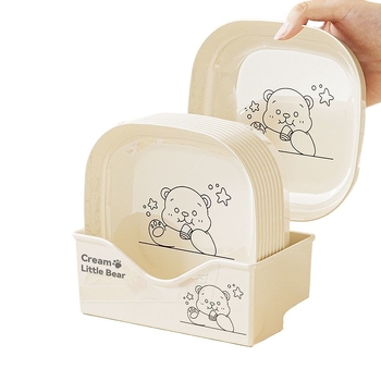 Πλαστικό ορθογώνιο πιάτο με μοτίβο χαριτωμένου αρκούδου, σχεδιασμός σε ιαπωνικό στυλ; δυνατότητα εκτύπωσης λογότυπου.