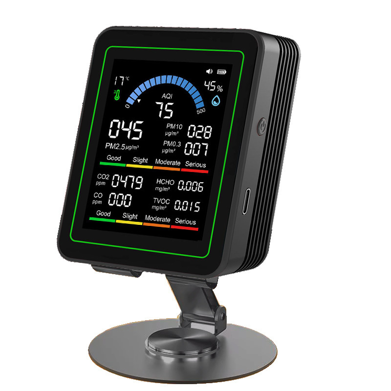 10-az-1-ben otthoni levegődetektor Mt13: CO2 400-5000 ppm, formaldehid, TVOC, CO, hőmérséklet és páratartalom - 5V tápegység