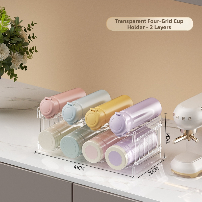 Asztali pohártartó, műanyag, 2 kg, konfigurációk: 3 vagy 4 rekesz, modern egyszerű stílus