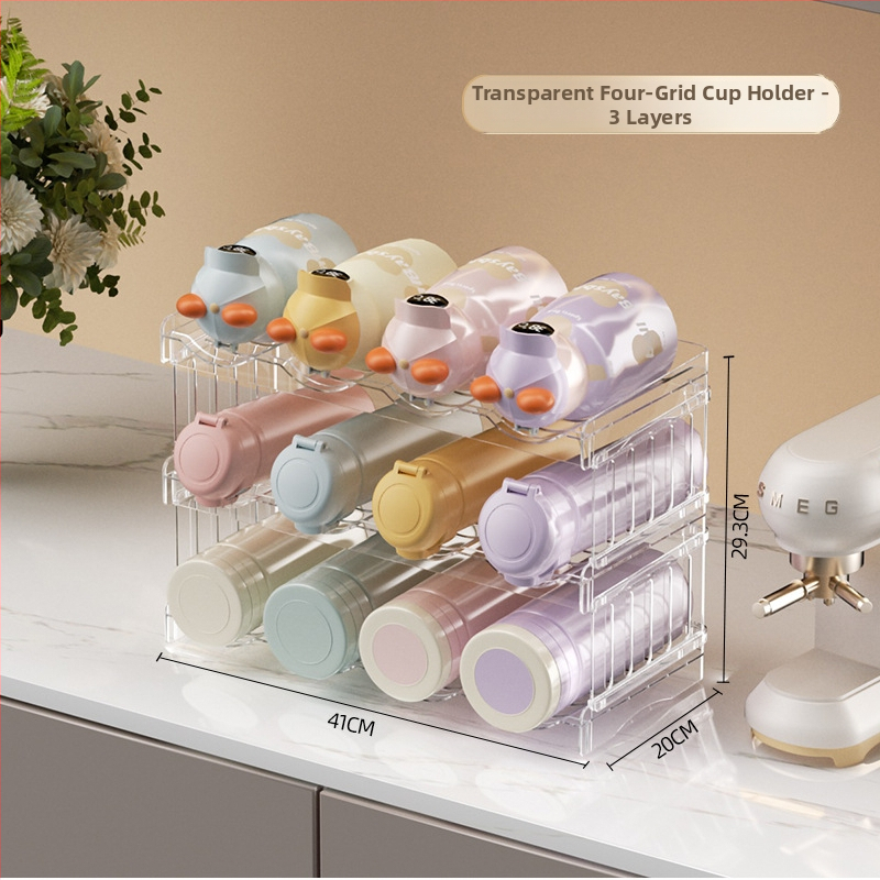 Asztali pohártartó, műanyag, 2 kg, konfigurációk: 3 vagy 4 rekesz, modern egyszerű stílus