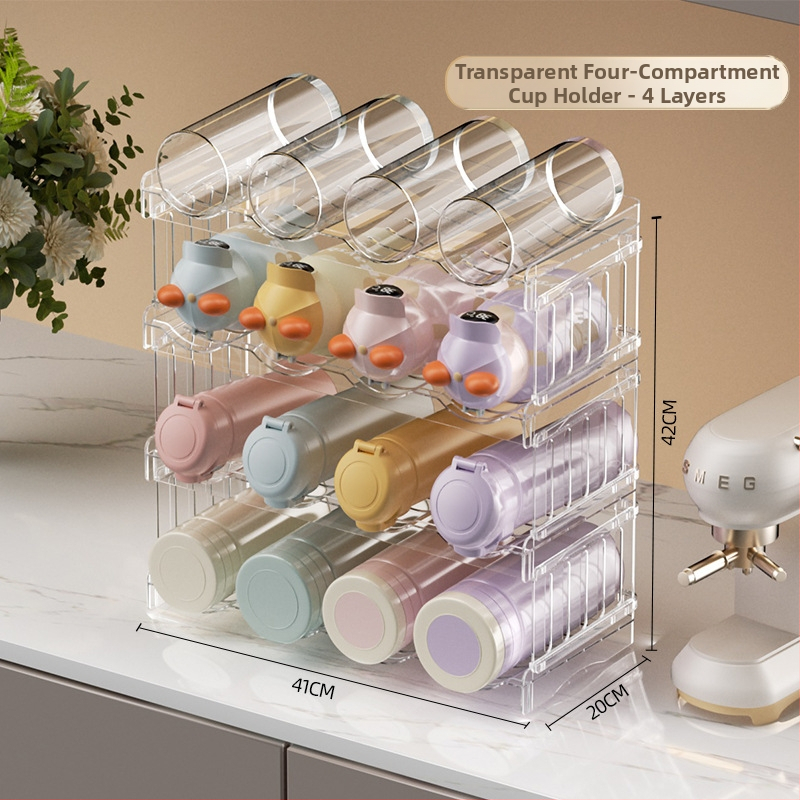 Asztali pohártartó, műanyag, 2 kg, konfigurációk: 3 vagy 4 rekesz, modern egyszerű stílus