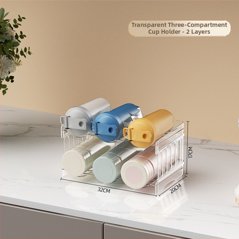 Asztali pohártartó, műanyag, 2 kg, konfigurációk: 3 vagy 4 rekesz, modern egyszerű stílus