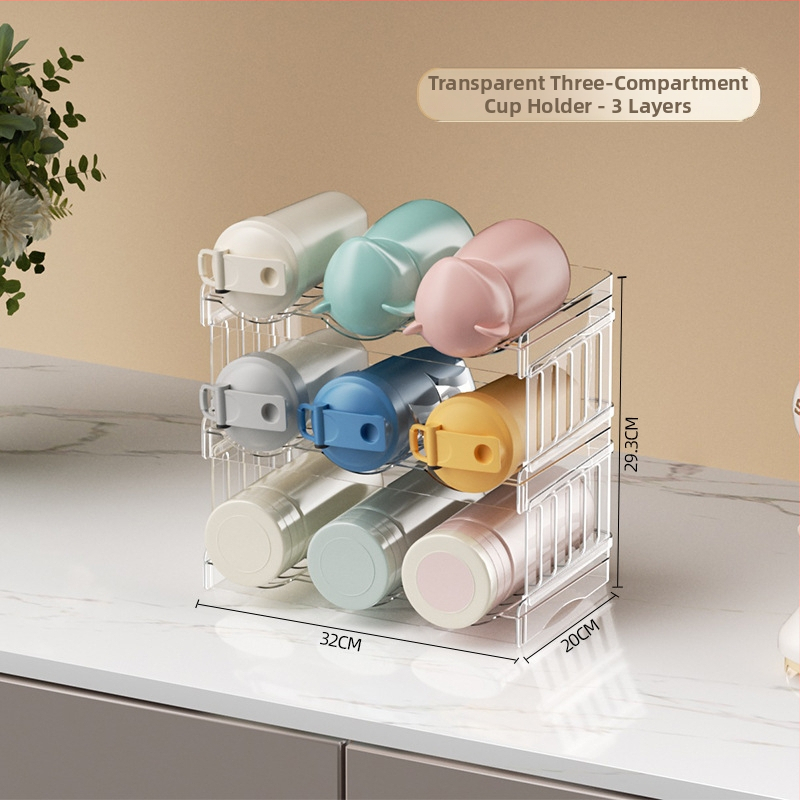 Asztali pohártartó, műanyag, 2 kg, konfigurációk: 3 vagy 4 rekesz, modern egyszerű stílus