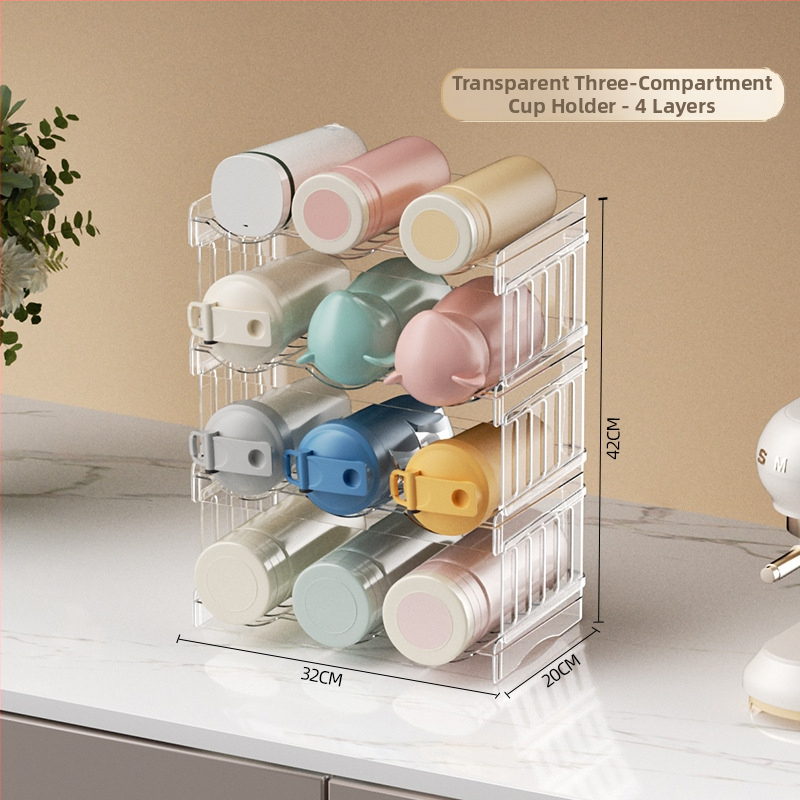 Asztali pohártartó, műanyag, 2 kg, konfigurációk: 3 vagy 4 rekesz, modern egyszerű stílus