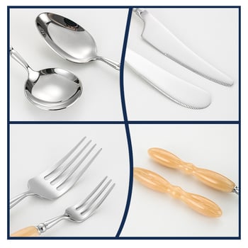 Σετ μαχαιροπίρουνα από ανοξείδωτο ατσάλι 304 — μαχαίρι, πιρούνι και κουτάλι, καθρέφτης φινίρισμα, μοντέρνο μινιμαλιστικό στυλ