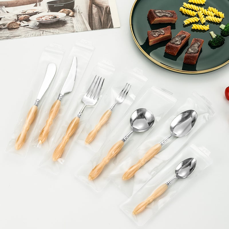 Σετ μαχαιροπίρουνα από ανοξείδωτο ατσάλι 304 — μαχαίρι, πιρούνι και κουτάλι, καθρέφτης φινίρισμα, μοντέρνο μινιμαλιστικό στυλ