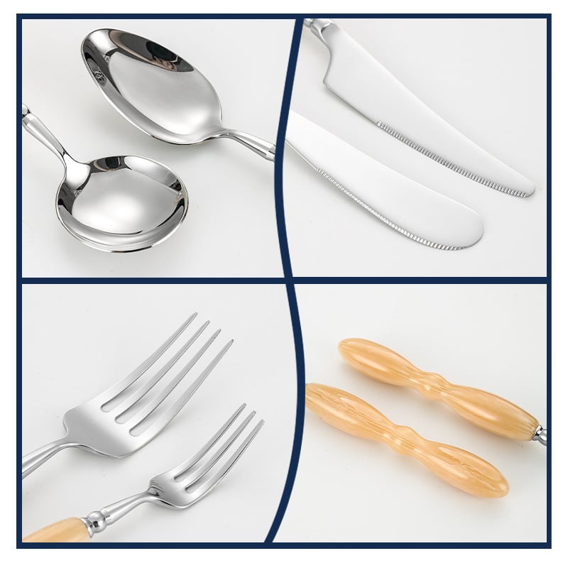 Σετ μαχαιροπίρουνα από ανοξείδωτο ατσάλι 304 — μαχαίρι, πιρούνι και κουτάλι, καθρέφτης φινίρισμα, μοντέρνο μινιμαλιστικό στυλ