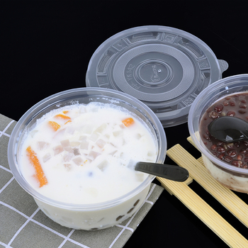 Boluri de supă rotunde din plastic, cu capac, de unică folosință, pentru takeout, nunți și uz casnic | cutie 20–50 bucăți | Non-biodegradabile | Procesare personalizabilă disponibilă