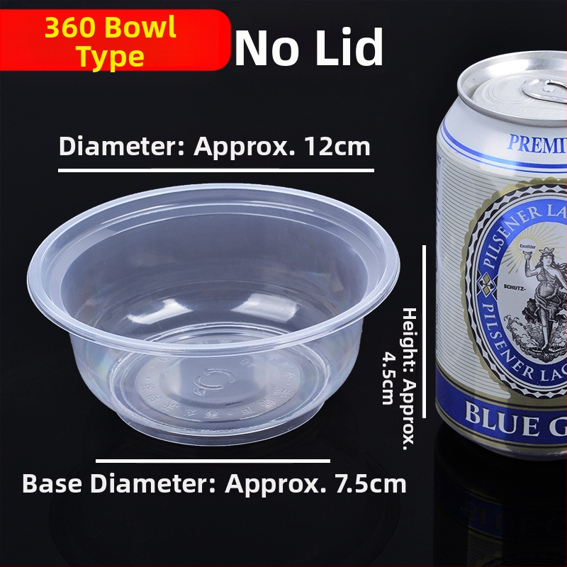 Jednorazové plastové okrúhle misky na polievku s vekom, na donášku a svadobné hostiny, domáce použitie | krabica 20–50 kusov | Nie sú biologicky odbúrateľné | Možnosť prispôsobeného spracovania