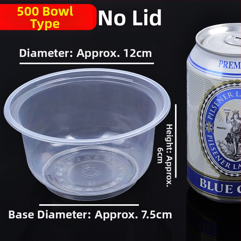 Jednorazové plastové okrúhle misky na polievku s vekom, na donášku a svadobné hostiny, domáce použitie | krabica 20–50 kusov | Nie sú biologicky odbúrateľné | Možnosť prispôsobeného spracovania