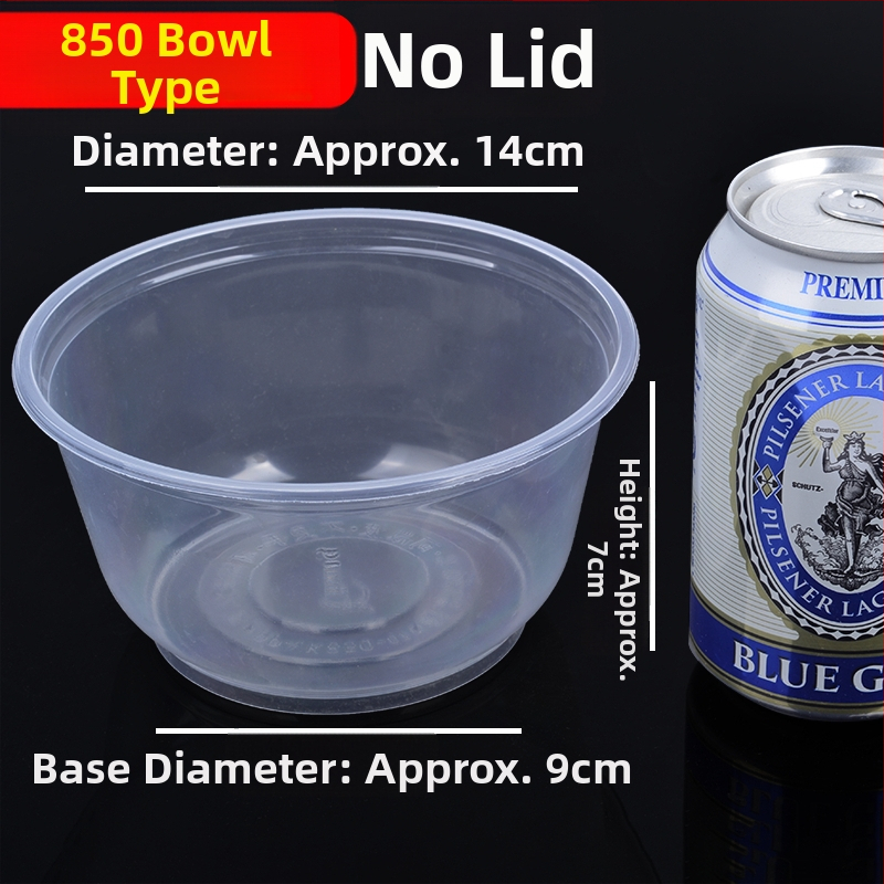 Jednorazové plastové okrúhle misky na polievku s vekom, na donášku a svadobné hostiny, domáce použitie | krabica 20–50 kusov | Nie sú biologicky odbúrateľné | Možnosť prispôsobeného spracovania