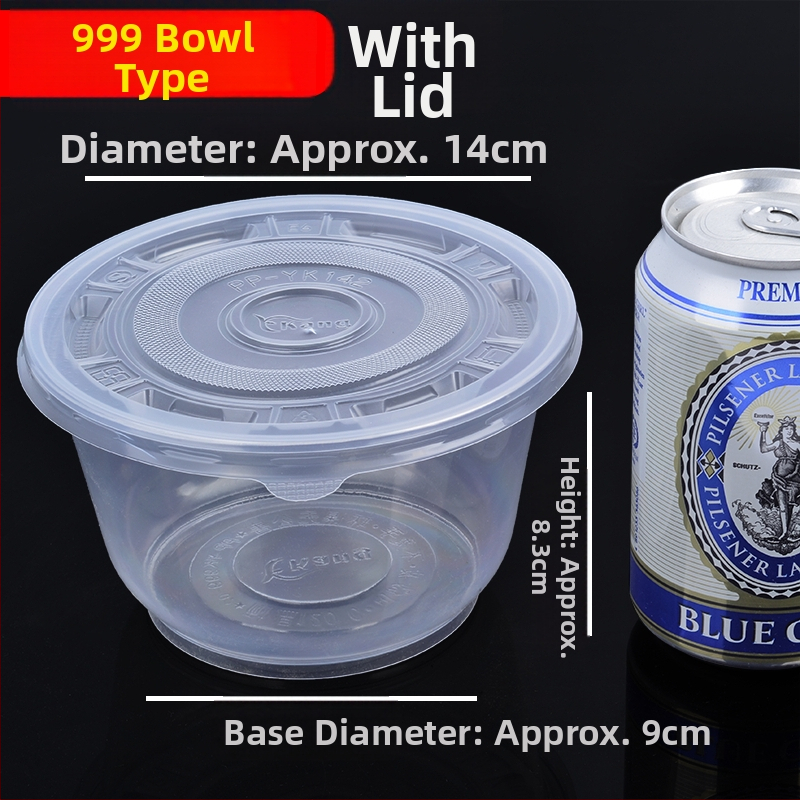 Jednorazové plastové okrúhle misky na polievku s vekom, na donášku a svadobné hostiny, domáce použitie | krabica 20–50 kusov | Nie sú biologicky odbúrateľné | Možnosť prispôsobeného spracovania
