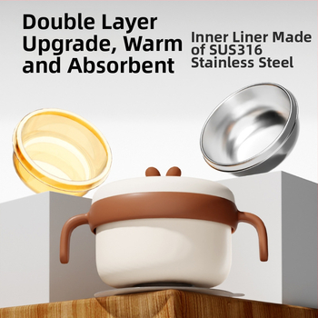 Dječja zdjela od 316 Nerđajućeg čelika, izolirana vodom, s usisnom protiv pada PPSU