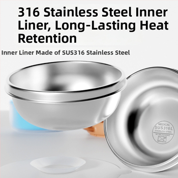 Dječja zdjela od 316 Nerđajućeg čelika, izolirana vodom, s usisnom protiv pada PPSU