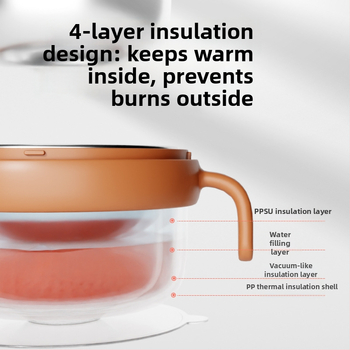 Dječja zdjela od 316 Nerđajućeg čelika, izolirana vodom, s usisnom protiv pada PPSU