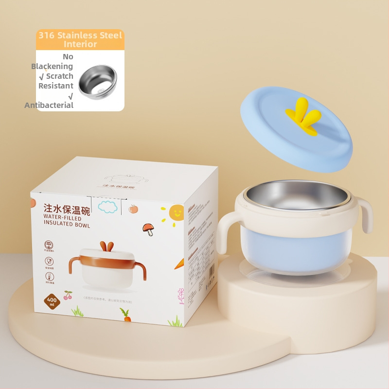 Dječja zdjela od 316 Nerđajućeg čelika, izolirana vodom, s usisnom protiv pada PPSU