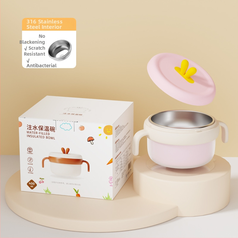 Dječja zdjela od 316 Nerđajućeg čelika, izolirana vodom, s usisnom protiv pada PPSU