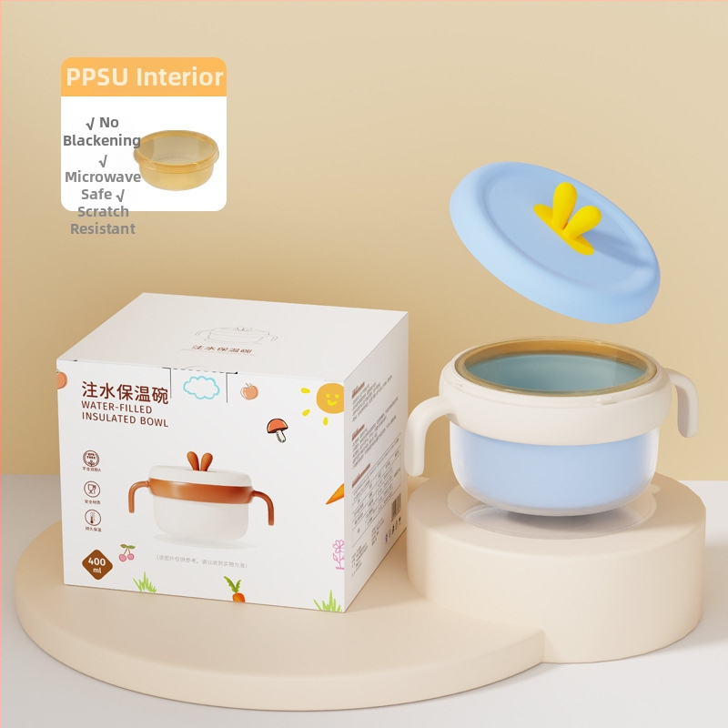 Dječja zdjela od 316 Nerđajućeg čelika, izolirana vodom, s usisnom protiv pada PPSU