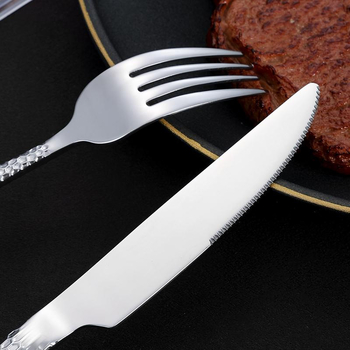 Set western pribora od nehrđajućeg čelika 430 (nož, vilica, žlica) – ručna izrada, ogledni polir, moderan minimalistički stil