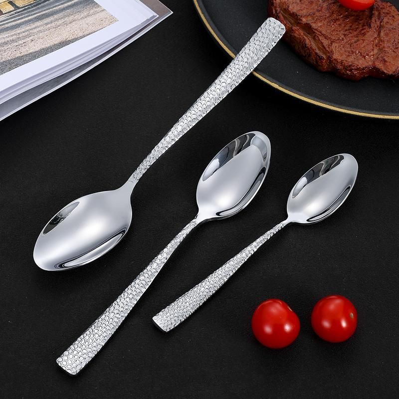Set western pribora od nehrđajućeg čelika 430 (nož, vilica, žlica) – ručna izrada, ogledni polir, moderan minimalistički stil