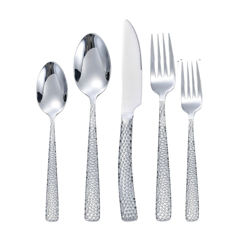 Set western pribora od nehrđajućeg čelika 430 (nož, vilica, žlica) – ručna izrada, ogledni polir, moderan minimalistički stil