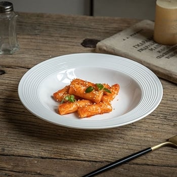 Csontporcelánból készült vacsora tányérkészlet, csíkos mintázat, kínai stílus, egyszerű stílus