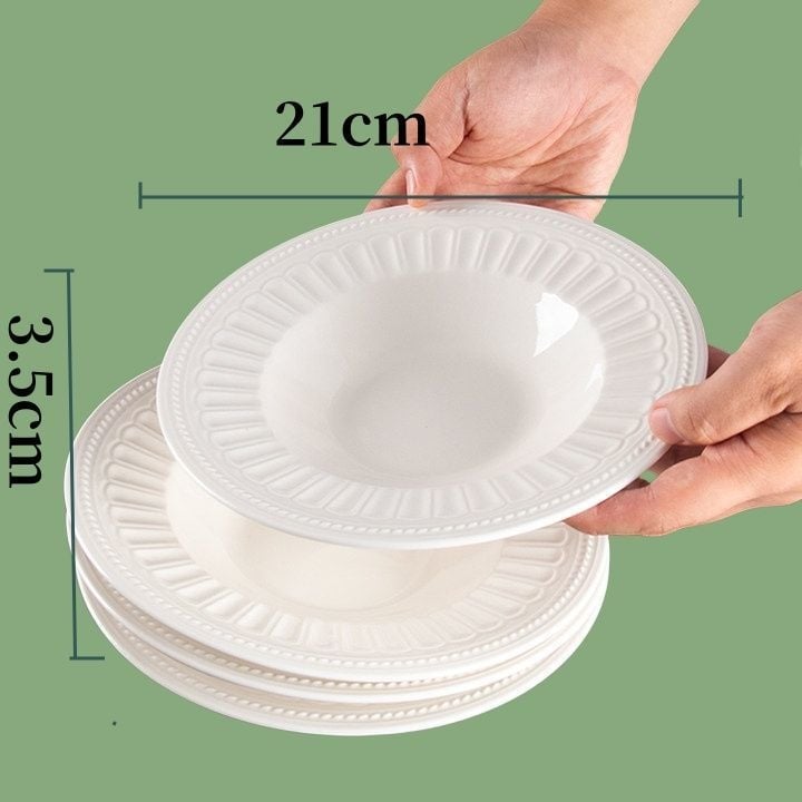 Csontporcelánból készült vacsora tányérkészlet, csíkos mintázat, kínai stílus, egyszerű stílus