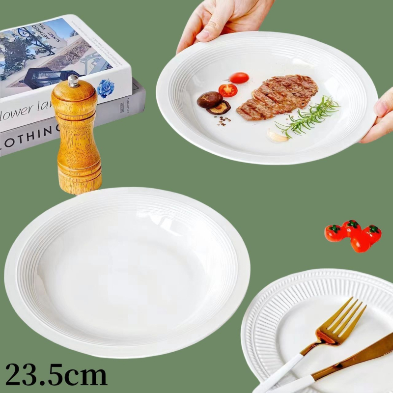 Csontporcelánból készült vacsora tányérkészlet, csíkos mintázat, kínai stílus, egyszerű stílus