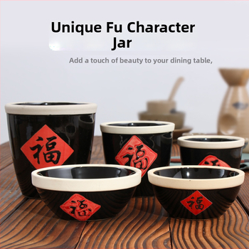 Kerámia tál áldás motívummal, fedővel — gőzölő tál szószok és levesek számára