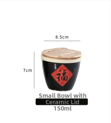 Kerámia tál áldás motívummal, fedővel — gőzölő tál szószok és levesek számára