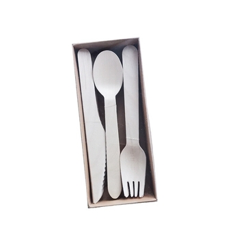 Jednokratni dječji pribor od breze: nož, vilica i žlica; porijeklo Zhejiang