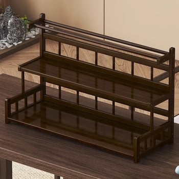 Настолна поставка за чайни аксесоари, бамбук, изработена по чертежи, модел 009, новокитайски стил, без пробиване на дупки