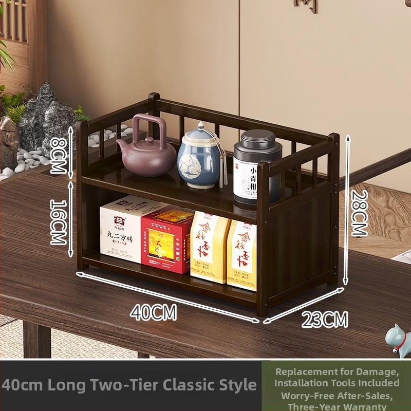 Настолна поставка за чайни аксесоари, бамбук, изработена по чертежи, модел 009, новокитайски стил, без пробиване на дупки