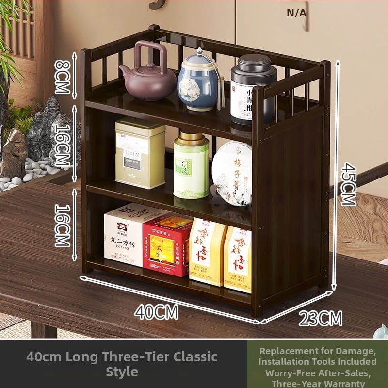 Настолна поставка за чайни аксесоари, бамбук, изработена по чертежи, модел 009, новокитайски стил, без пробиване на дупки