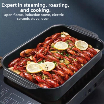 Hal grillező tálca vasból, négyszögletes alakú, többfunkciós, tapadásmentes