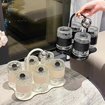 Set staklenih čaša za vodu s filtrom i držačem za pladanj – nordijski stil