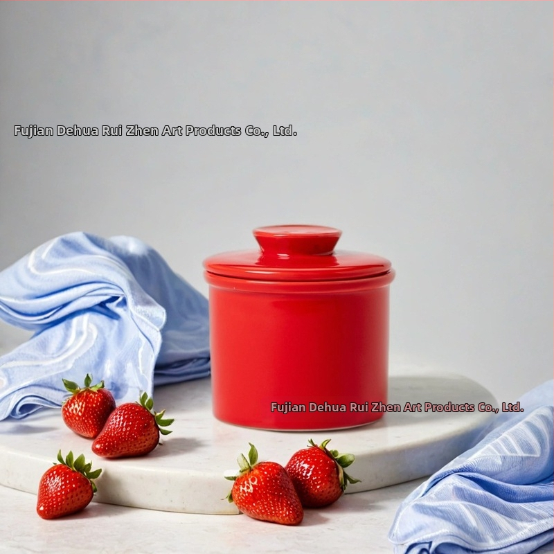Keramická dóza na maslo s vekom, moderný minimalistický dizajn, prispôsobiteľné, prémiová kvalita, značka RZ