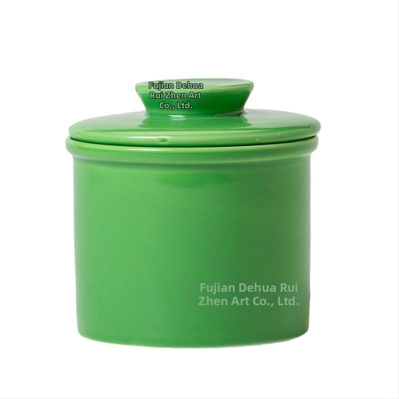 Keramická dóza na maslo s vekom, moderný minimalistický dizajn, prispôsobiteľné, prémiová kvalita, značka RZ