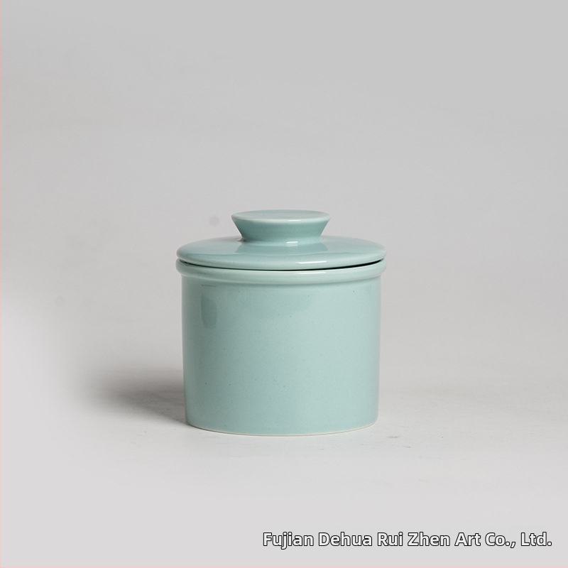 Keramická dóza na maslo s vekom, moderný minimalistický dizajn, prispôsobiteľné, prémiová kvalita, značka RZ