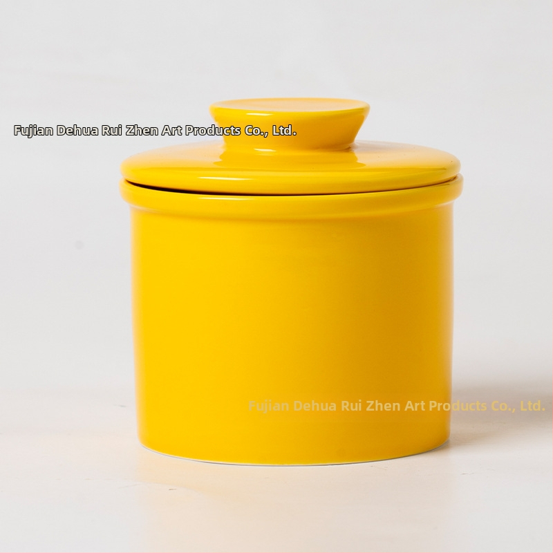 Keramická dóza na maslo s vekom, moderný minimalistický dizajn, prispôsobiteľné, prémiová kvalita, značka RZ